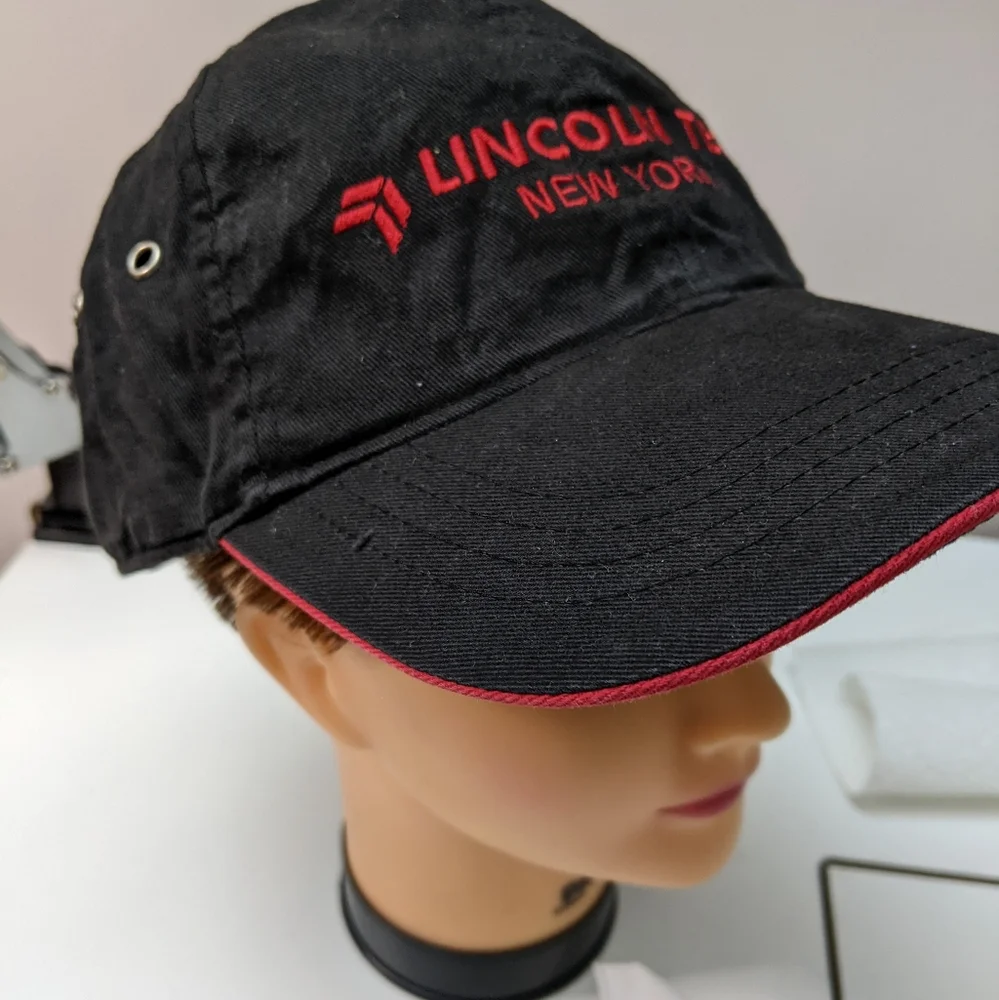 Lincoln Tech New York Embroidered Hat, Black/Red with Adj, Size Strap, One Size